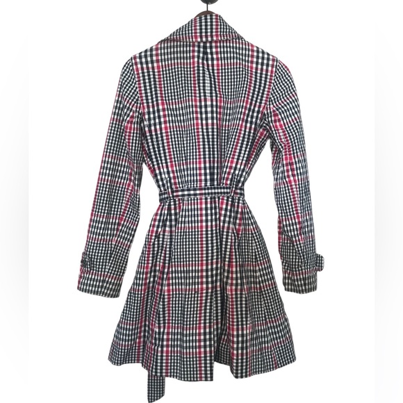 Banana Republic Red N Black Plaid Trench Coat - Picture 4 of 6